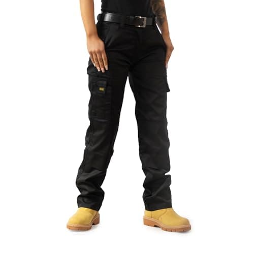 Image of MIG Womens Cargo Combat Work Trousers - Built with Knee pad Pockets, Ideal Tactical Trousers for Women Workwear (Black - 16)