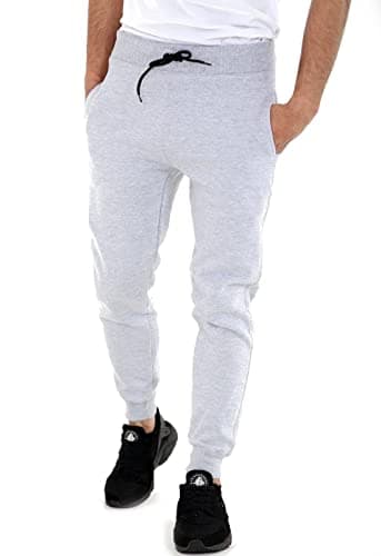 Image of WOOD QUAIL Men Joggers Fleece Tracksuit Bottoms Trousers Jogging Pants Sweatpants Casual Sports Gym S-XL (M, H-Grey)