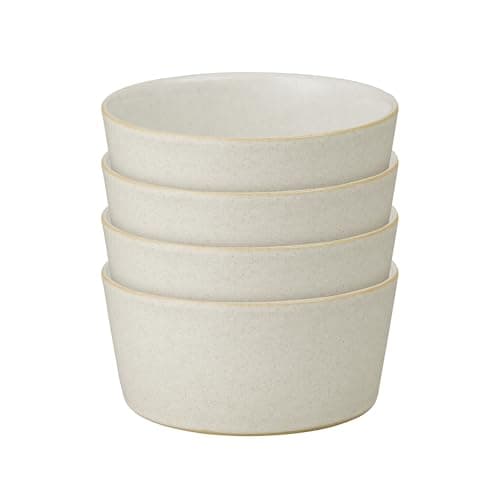 Image of Denby - Impression Cream Straight Rice Bowls Set of 4 - Dishwasher Microwave Safe Modern Crockery - Ceramic Stoneware Tableware