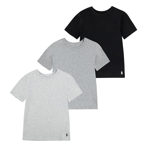 Image of POLO RALPH LAUREN Boys' Multi-Pack T-Shirt Undershirt, Black/Grey 3-Pack, M