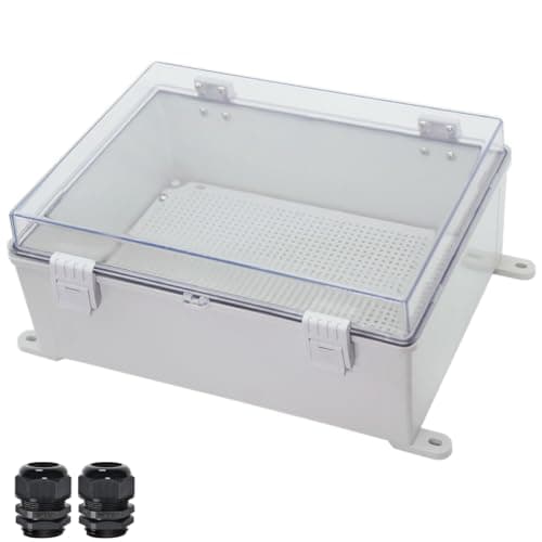 Image of Zulkit Junction Box ABS Plastic Waterproof IP65 Electrical Boxes Hinged Shell Clear Cover Outdoor Universal Project Enclosure with Mounting Plate and Wall Brackets 15.7x11.8 x7.1 inch(400x300x180mm)
