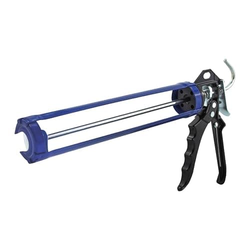 Image of Faithfull Heavy-Duty Mastic Gun – 425ml Capacity – Skeleton Caulking Gun, 10:1 Thrust Ratio, 360° Rotating Barrel, Ladder Hook & Cleaning Pin, Accepts C20 & C30 Cartridges for Sealants & Adhesives
