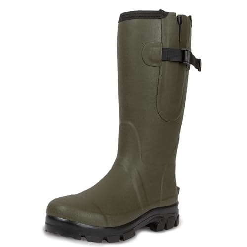 Image of Lakeland Active Men's Helton Neoprene Lined Adjustable Wellington Boots - Moss Green - 8 UK
