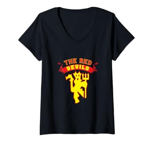Image of Women's Manchester UTD The Red Devils T-Shirt V-Neck T-Shirt