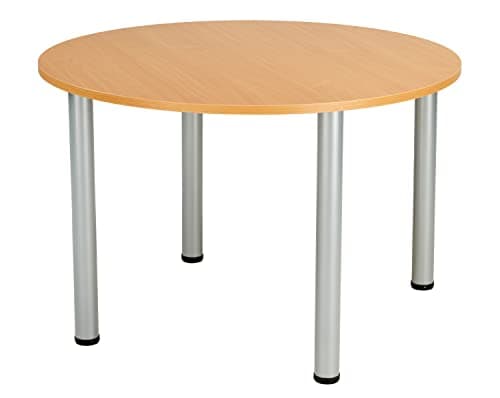 Image of Office Hippo Round Office Table, Sturdy & Robust Circular Desk, For Home, Canteen, Boardroom or Meeting Room, Beech, 100 x 100 x 73 cm