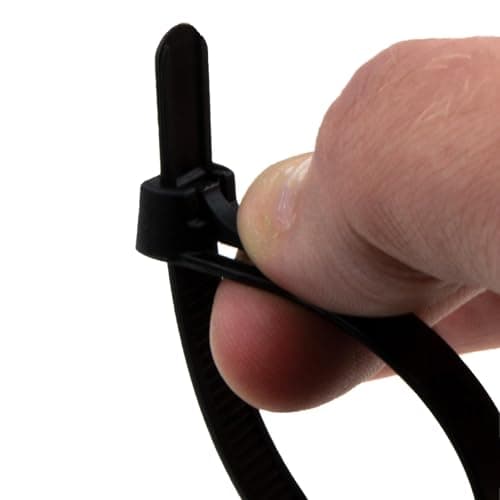 Image of Releasable Cable Ties 7.6mm x 200mm Reusable Black [100 Pack]