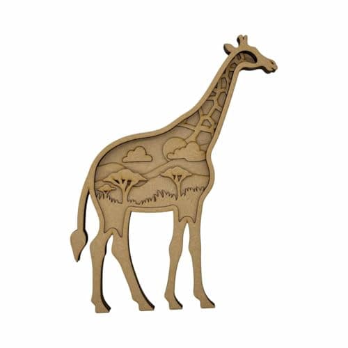 Image of 30cm Layered Wooden Giraffe Scene Laser cut Mdf Craft wall Art work