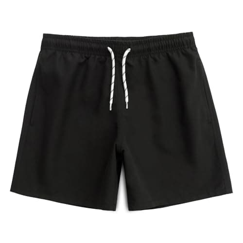 Image of MEILONGER Boys Swimming Shorts with Liner Swim Trunks for Teen Qick Dry Board Shorts Kids 5-inch(Black,15-16)