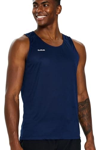 Image of TLRUN Men's Running Tank Top Ultra Lightweight Marathon Singlet Shirts Dry Fit Workout Sleeveless T-Shirts(Large Navy)