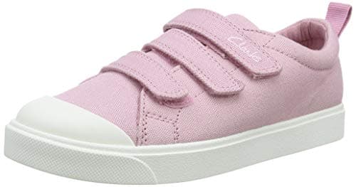 Image of Clarks City Vibe Kid Textile Canvas in Wide Fit Size 11½ Pink
