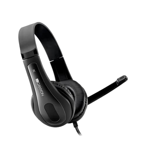 Image of Canyon Simple PC Headset HSC-1 - Black Wired Headphones with Microphone for Music, Gaming & Calls - Compatible with PCs, Smartphones and Tablets