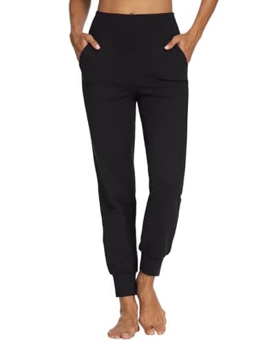 Image of MOVE BEYOND Buttery Soft Women's Joggers Pants with 4 Pockets Active Sweatpants High Waist Workout Yoga Lounge Pants, Black, XL