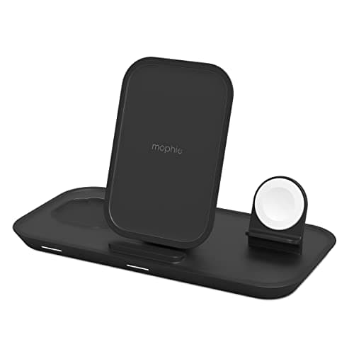 Image of ZAGG mophie 3-in-1 Wireless Charging Stand, Up to 7.5W, Charge 3 devices, Compatible with iPhones, AirPods, Apple Watch, Qi-Enabled Devices, Black