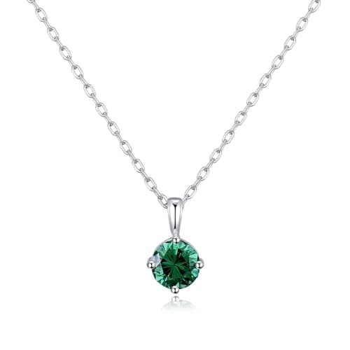 Image of Philip Jones Sterling Silver May (Emerald) Birthstone Necklace Created with Zircondia® Crystals
