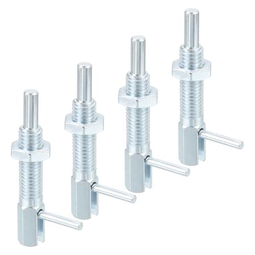 Image of sourcing map 4 Pcs Retractable Indexing Plunger Pin, M10 l Spring Plunger Carbon Steel Spring Loaded Latch Telescopic Locking Pin with Nut for Machinery Shipbuilding