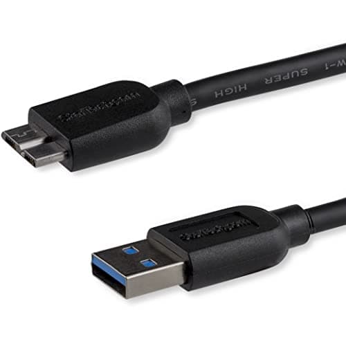 Image of StarTech.com 0.5m 20in Slim USB 3.0 A to Micro B Cable M/M - Mobile Charge Sync USB 3.0 Micro B Cable for Smartphones and Tablets (USB3AUB50CMS),Black