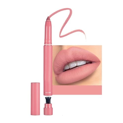Image of Lip Liner, Creamy Pink Lip Liner and Lipstick Set, Super Pigmented Matte Lip Liners Lip Crayon Pen Built-in Sharpener, Long Lasting Waterproof Non-fading Pink Lipstick & Lipliner Pencil for Women