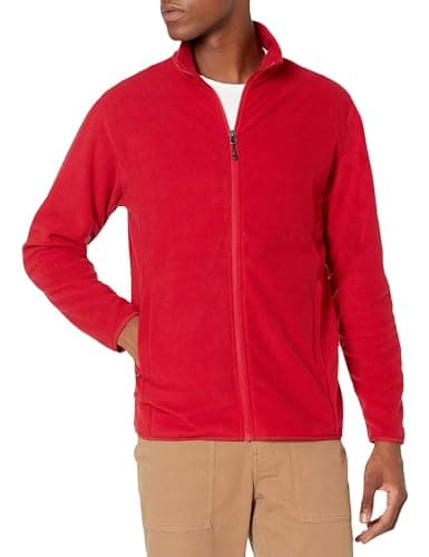 Image of Amazon Essentials Men's Full-Zip Fleece Jacket (Available in Big & Tall), Red, XXL