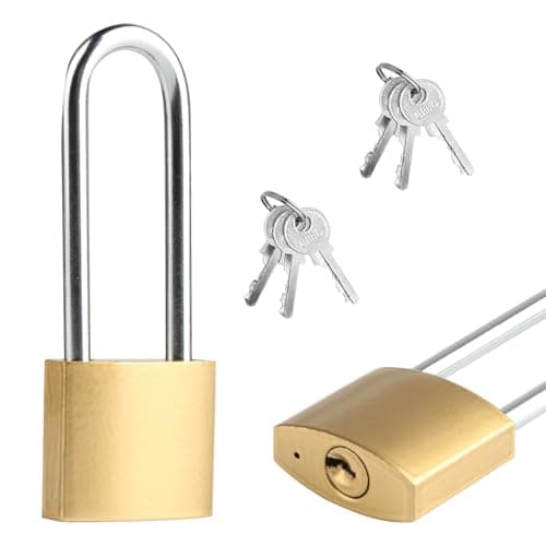 Image of 2 Pcs Long Padlocks with Keys Outdoor Padlock Weatherproof, 38mm Heavy Duty Long Shackle Padlock with Keys, High Security Shed Padlocks for Garden Gate Warehouse Garage Cabinet Gym Locker Locks