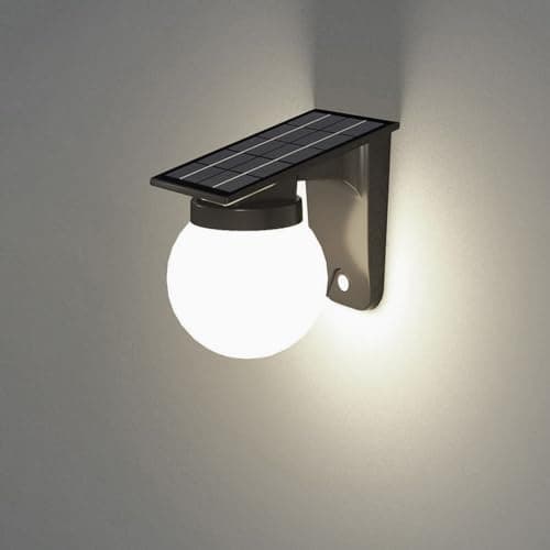 Image of AVEKI Solar Outdoor Lights, Bright Ball Wall Light with Dusk to Dawn Sensor, Dimmable Security Light Porch Solar Lights Outdoor Waterproof, Outside Wall Lamp for Yard Patio Porch Garage (White)