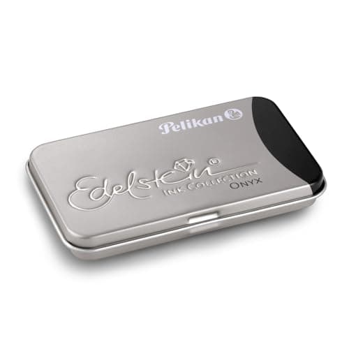 Image of Pelikan 339648 Gemstone GTP/6 Fountain Pen Ink in Metal Case Garnet Ink Cartridge Black