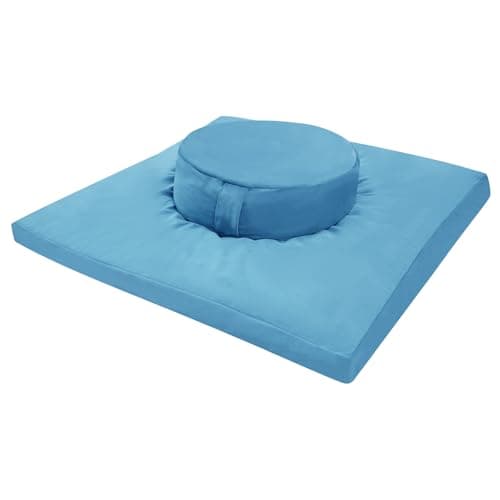 Image of Meditation Cushion and Zabuton Mat Set Meditation Pillow and Zafu Mat for Yoga, Relaxation & Mindfulness Practice (Blue)