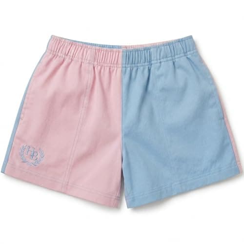 Image of Hazy Blue Nelson - Coloured Block Shorts, Unisex Sports and Leisure - Mens Shorts/Womens Shorts (UK, Alpha, XS, Regular, Regular, Pink/Blue)