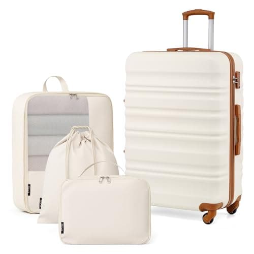 Image of COOLIFE Large Suitcase 28 Inch with 1 Shoe Bag + 1 Toiletry Bag + 1 Travel Organizer, ABS+PC Large Suitcase with Wheels & TSA Lock