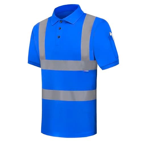 Image of AYKRM Blue Hi Vis Viz Visibility Safety Work Polo Shirt hi vis Polo Shirt (XS-8XL)