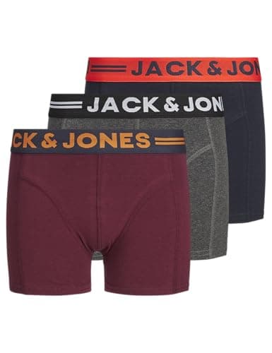 Image of JACK & JONES Boy's Jaclichfield Trunks 3 Pack Noos Jr Boxer Shorts, Dark Grey Melange, 152 Regular