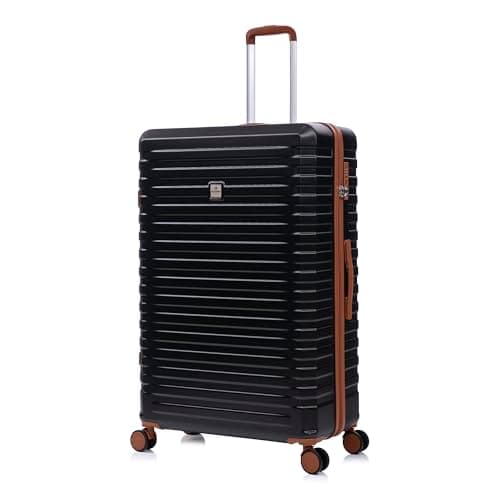 Image of Rocklands Extra Large Suitcase Hard Shell Lightweight 4 Dual Spinner Wheels Trolley Luggage Suitcase Hold Check in Luggage TSA Combination Lock (Black, Extra Large 32")