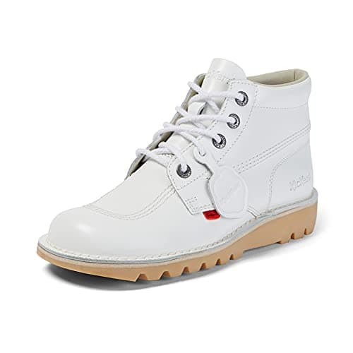 Image of Kickers Unisex Kick Hi Classic Ankle Boots | Extra Comfortable | Added Durability | Premium Quality, White, 7 UK