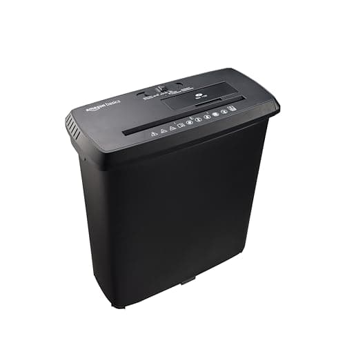 Image of Amazon Basics 8-Sheet Strip Cut Paper, CD and Credit Card Shredder, Black