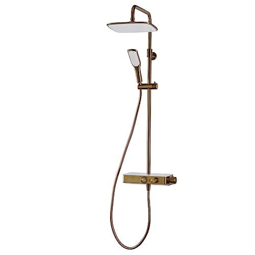 Image of Triton Showers Push Button Mixer | Brushed Brass | Triton | Thermostatic Mixer Shower | Rainfall Shower Head | Mixer Shower for Bathroom | Shower Diverter | Home Improvement