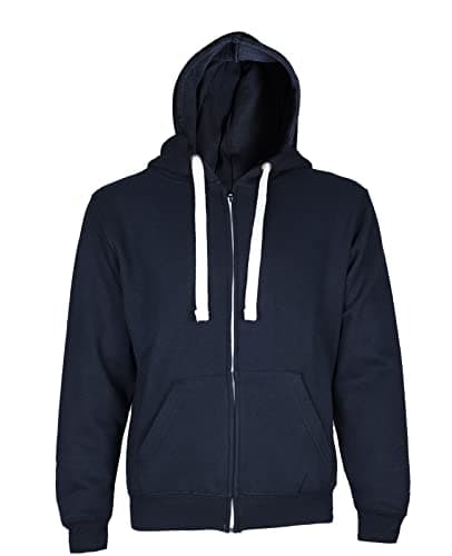 Image of True Face Classic Men’s Hoodie | Comfortable Zip-Up Hooded Top | Long Sleeve Jacket with Ribbed Cuff | Hoodies are Ideal Weekend Wear Navy - With White Cord L