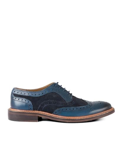 Image of Joe Browns Men's East Side Double Stitched Leather Brogues Oxford, Blue, 11 UK