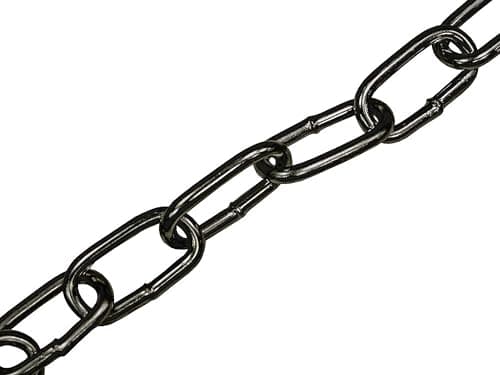 Image of Faithfull Black Japanned Steel Chain – Mild Steel Welded, Corrosion Resistant Link Chain for Securing & General Purpose Use – 2.5 Metre Length, 5mm Dia, 160kg Load Limit
