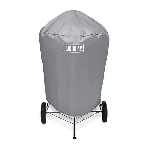 Image of Weber BBQ Cover/For 57 cm Charcoal Barbecues, Lightweight Water-Resistant Fabric with Fastening Straps, Grey, 58.5 x 72.5 x 91 cm