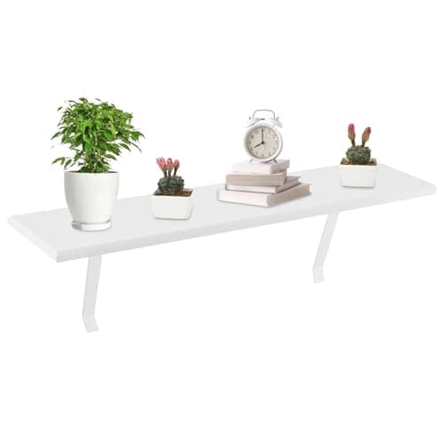 Image of M.J COMFY-LIFE Radiator Shelves, No-Drilling MDF Wooden Floating Shelf with Brackets, White Over-Radiator Shelf for Heat Dissipation & Decoration (60 cm)