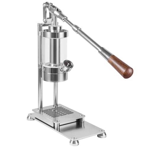 Image of Manual Lever Espresso Maker, Hand-pressed Stainless Steel Coffee Press Machine with 58 mm Portafilter & 345ML Water Capacity, for Cappuccino, Latte, Macchiato, Home Travel