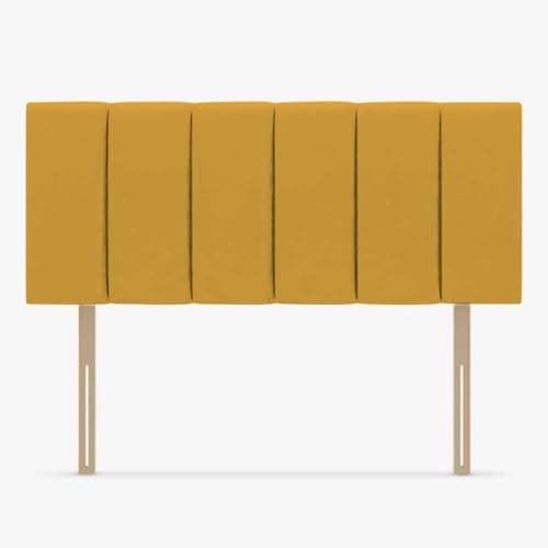Image of Luxury Velvet Lined Upholstered Headboard for Divan Beds – 20-Inch Plush Padded Vertical Panel Design with Wooden Struts (Mustard, 3ft single)