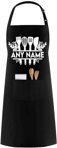 Image of PB TECH Personalised Unisex Kitchen Apron, Customized With any Name or Text, BBQ Grill Apron with Pockets, Best Design and Gift For Anyone & Family Members.