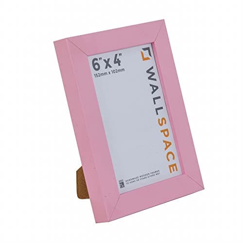 Image of Wall Space 6x4 Pink Picture Frame | Pink 4x6 Photo Frame | 6 x 4 inch | 152x102mm | 15.2x10.2cm | Solid Wood Wooden with Real Glass | Handmade in UK
