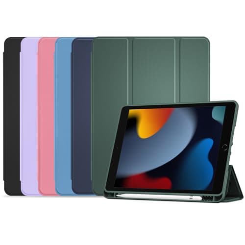 Image of ProCase for iPad 9th 8th 7th Generation 10.2" (2021/2020/2019 Release), Soft TPU Back Cover with Pencil Holder, Shockproof Smart Slim Case, Auto Sleep/Wake- Mgreen
