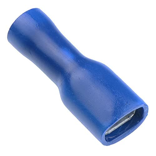 Image of 100 x Blue 4.8mm Female Fully Insulated Crimp Spade Connector 14-16AWG Wire Cable Electrical