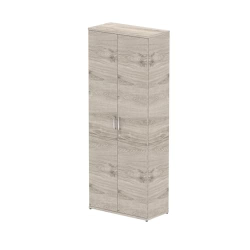 Image of Mr Office Impulse Cupboard 2000mm high - with 5 shelves, Grey oak