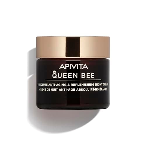 Image of Apivita Queen Bee Absolute Anti-Aging & Replenishing Night Cream 50ml - Face Moisturizer with Controlled-Release Royal Jelly, Propolis, Honey - Wrinkles, Firmness, Lifted Facial Contour, Brightness