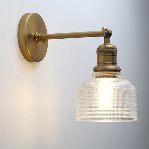 Image of Yosoan Industrial Striped Texture Glass Sconce Wall Lights, Vintage Bedside Wall Lamp for Bedroom Living Room Doorway (Antique)