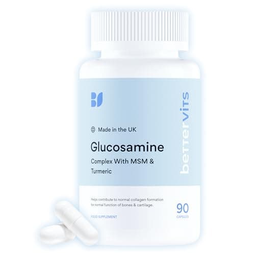 Image of Bettervits Glucosamine Complex with MSM, Turmeric & Vitamin C | Glucosamine and Chondroitin High Strength | Joint Care Supplements for Men & Women | Supports Mobility & Flexibility - 90 Tablets