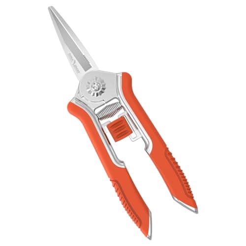 Image of FLORA GUARD Micro-Tip Pruning Snip, 6.5 Inch Secateurs with Soft-Touch Handle, Pruning Shears, Stainless Steel (Orange)